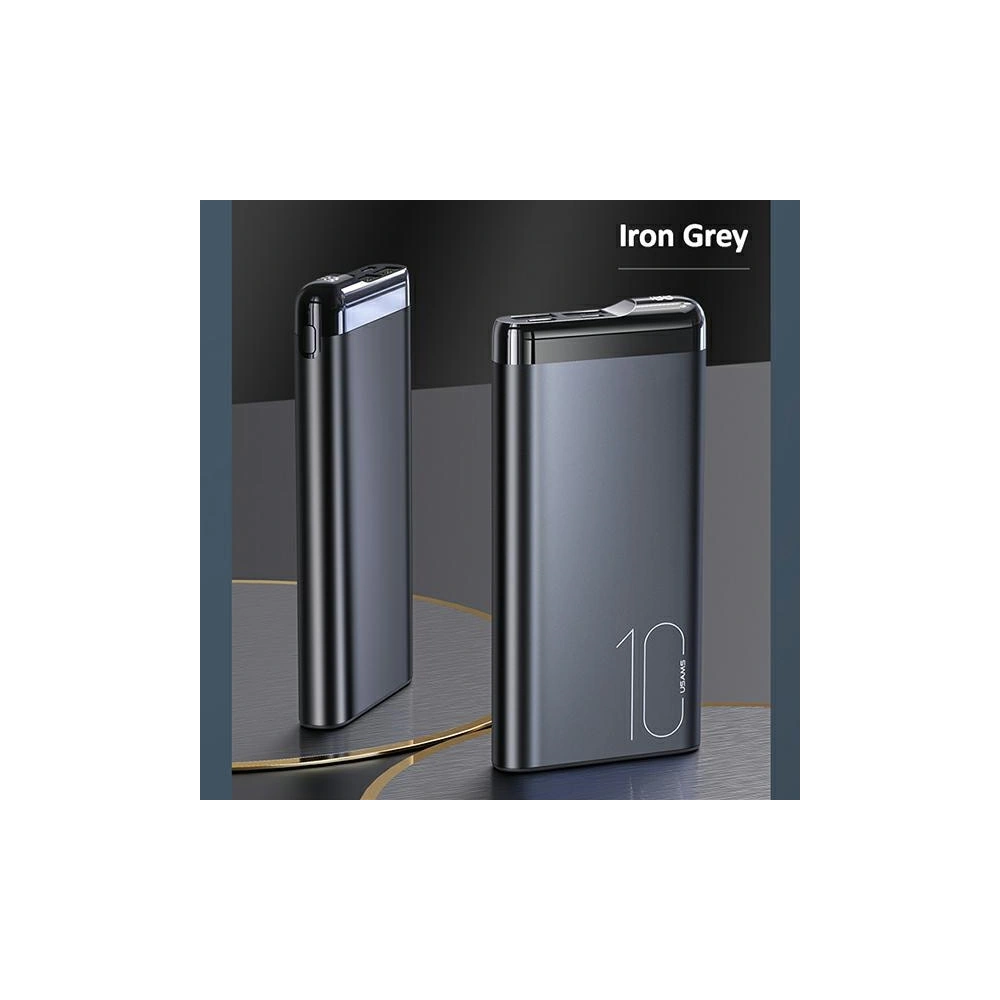 Hurtownia GSM - Powerbanka USAMS PB55 10000mAh 2xUSB LED displej šedá/grey 10KCD14801 hliník - USA616GRY - {ean13} - Hurt