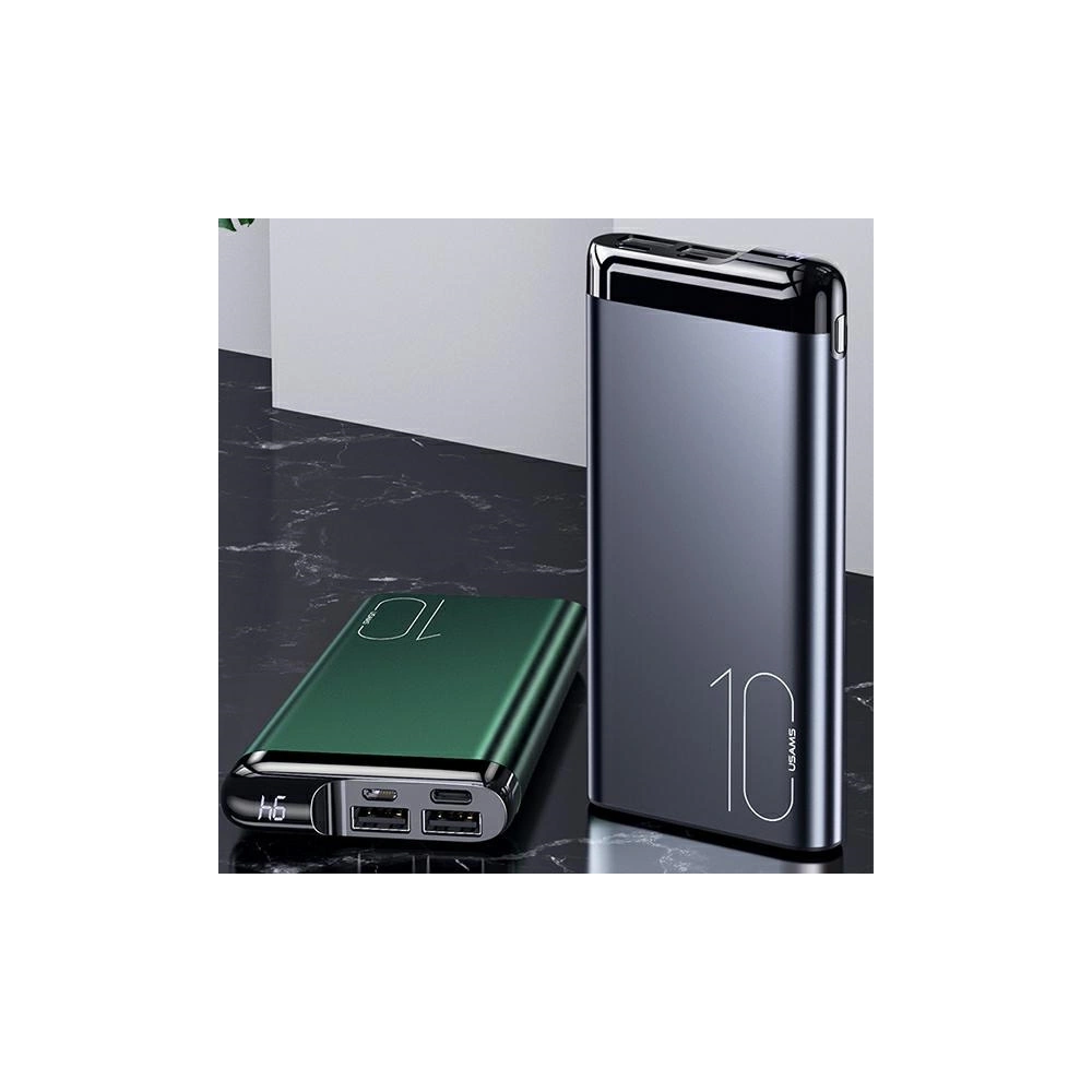 Hurtownia GSM - Powerbank USAMS PB55 10000mAh 2xUSB wyświetlacz LED zielony/green 10KCD14802 aluminium - USA617GRN - {ean13} - Hurt