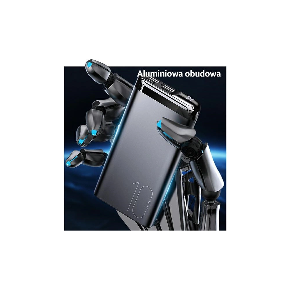 Hurtownia GSM - Powerbank USAMS PB55 10000mAh 2xUSB wyświetlacz LED zielony/green 10KCD14802 aluminium - USA617GRN - {ean13} - Hurt