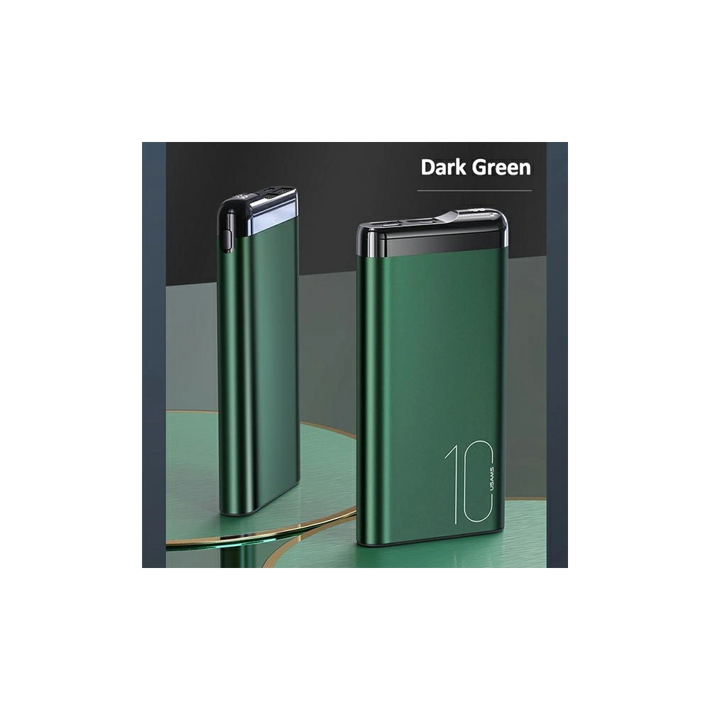 Wholesale USAMS Powerbank PB55 10000mAh 2xUSB wyświetlacz LED green 10KCD14802 (US-CD148) aluminium - USA617GRN - {ean13} - Hurt