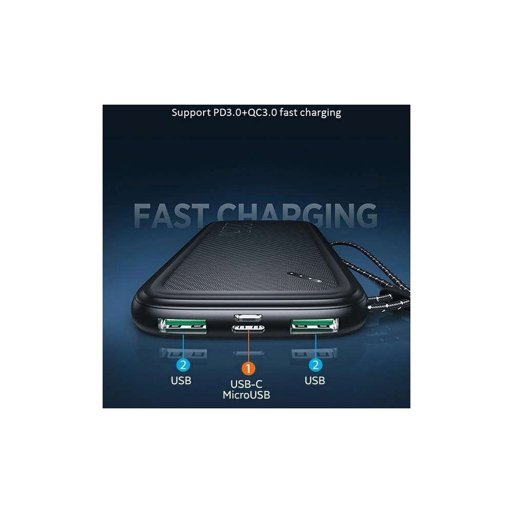 Hurtownia GSM - Powerbank USAMS PB56 10000mAh 22.5W 2xQC3.0+PD Fast Charge czarny/black 10KCD15101 - USA619BLK - {ean13} - Hurt