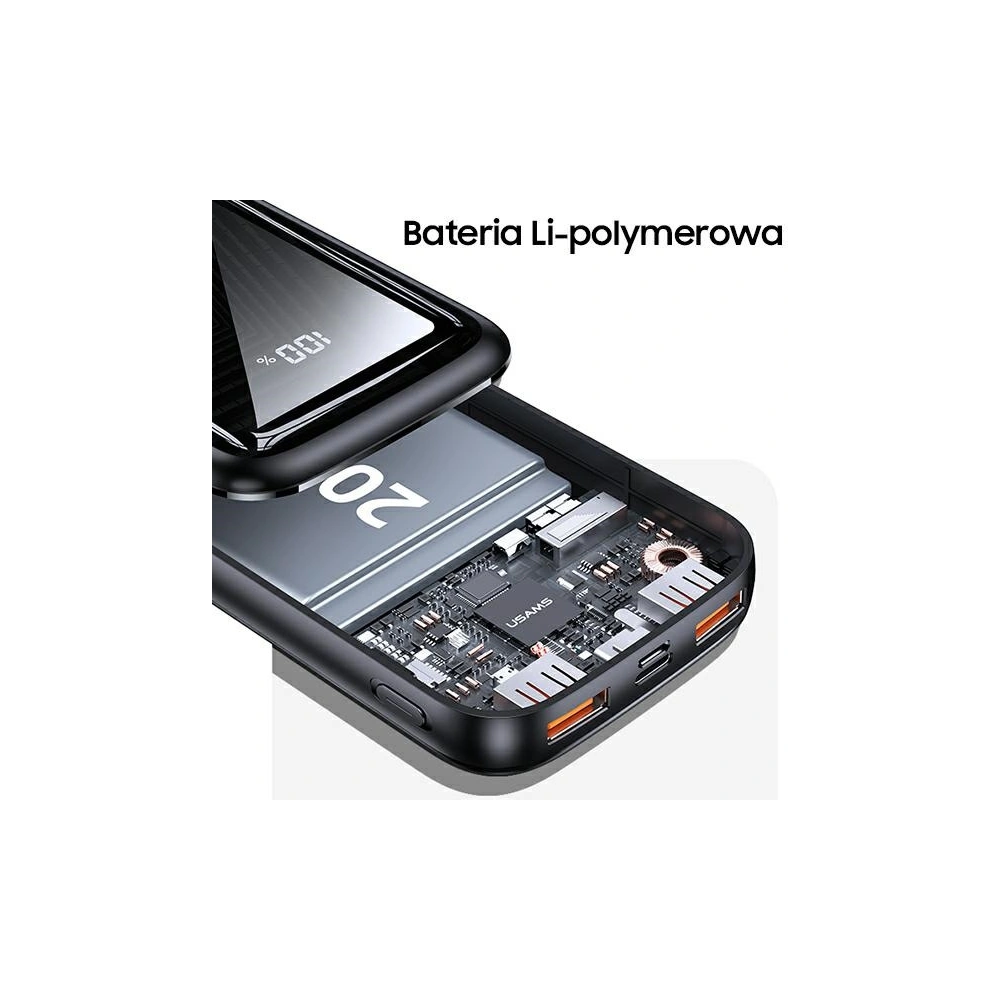 Wholesale USAMS Powerbank PB58 20000mAh 22.5W Dual QC+PD Fast Charge black 20KCD17701 (US-CD177) - USA621BLK - {ean13} - Hurt