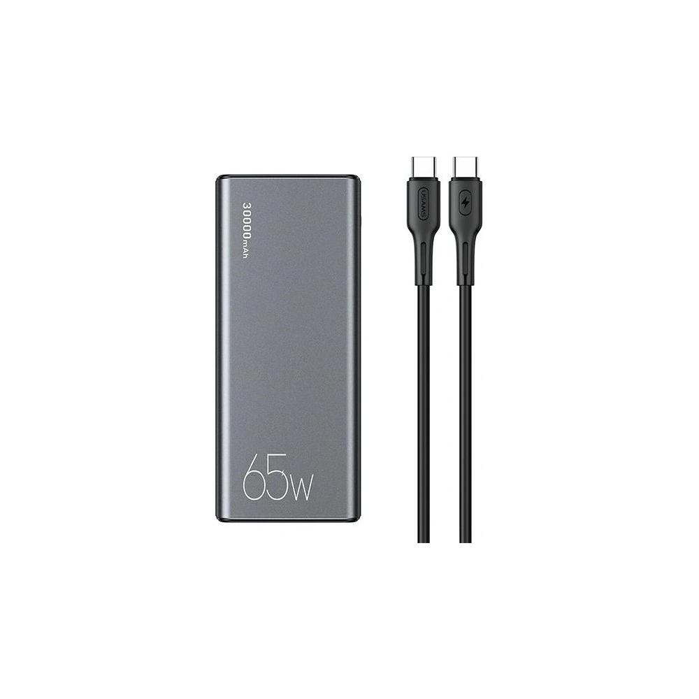 Wholesale USAMS Powerbank PB59 30000mAh 65W 2xQC3.0+PD Fast Charge black CMXLOGTC01 (US-CD165) + cable USB-C-USB-C - USA622BLK - {ean13} - Hurt