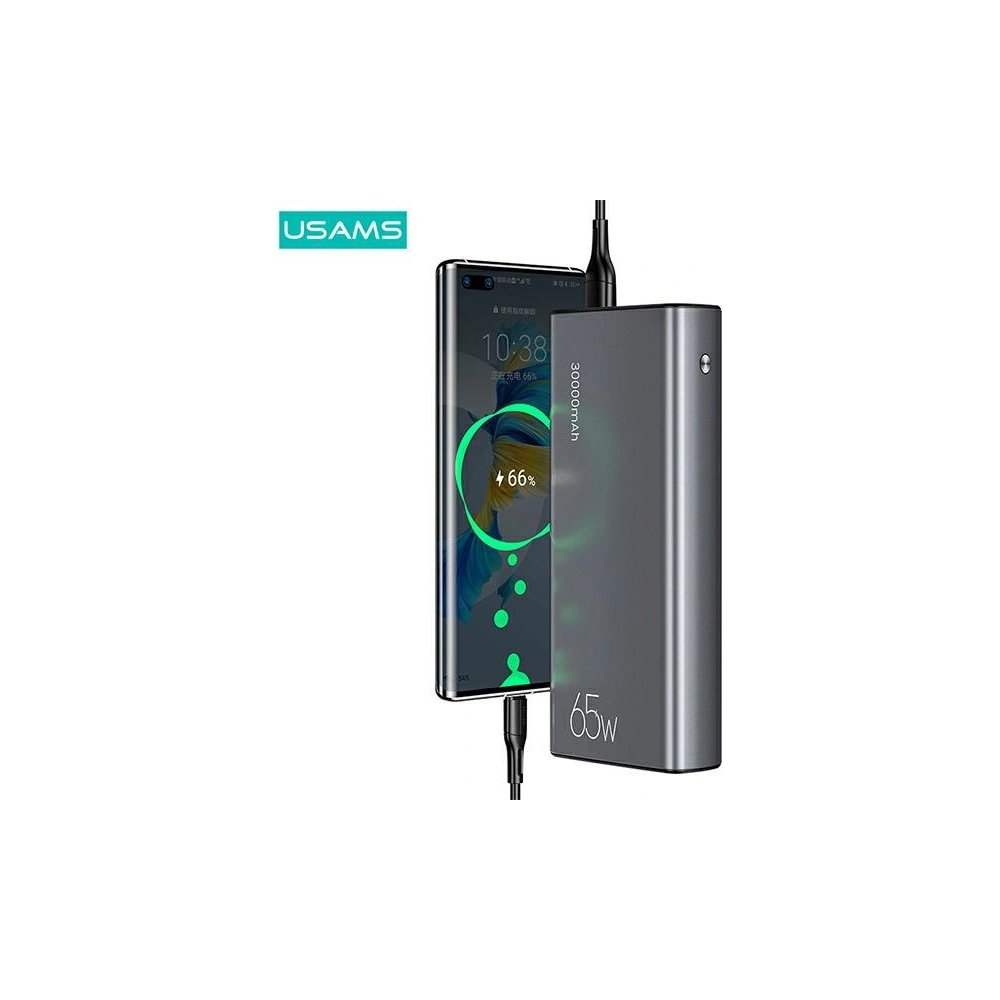 Hurtownia GSM - Powerbank USAMS PB59 30000mAh 65W 2xQC3.0+PD Fast Charge czarny/black CMXLOGTC01 + kabel USB-C-USB-C - USA622BLK - {ean13} - Hurt
