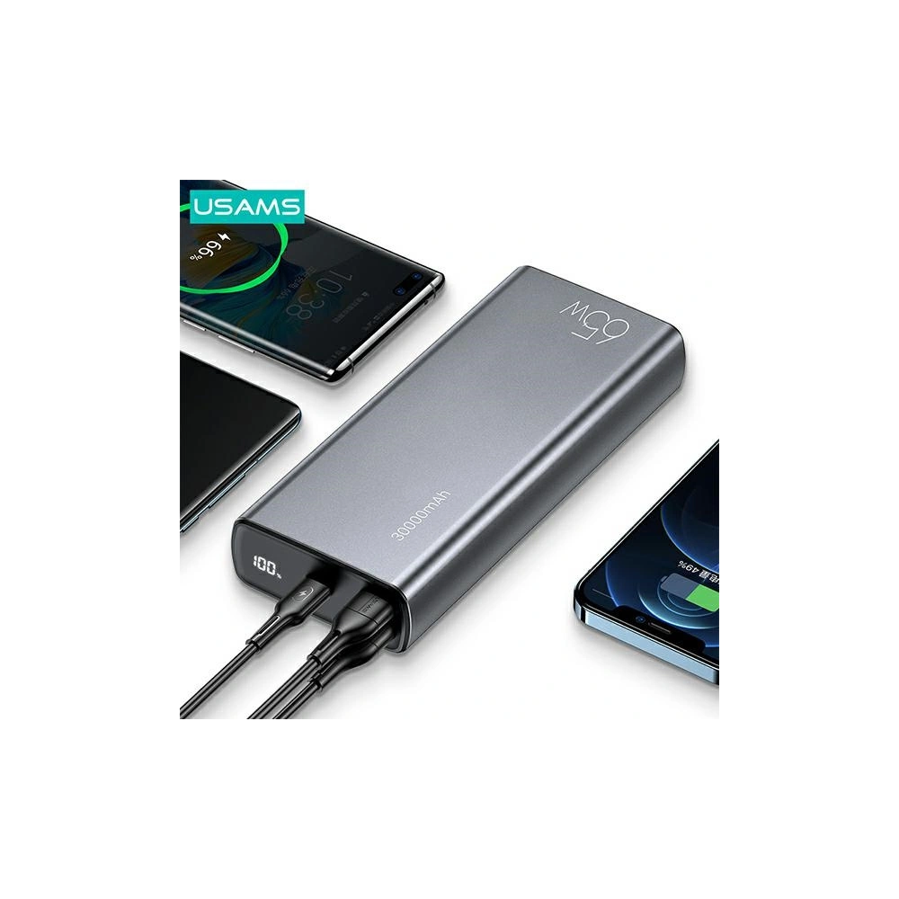 Wholesale USAMS Powerbank PB59 30000mAh 65W 2xQC3.0+PD Fast Charge black CMXLOGTC01 (US-CD165) + cable USB-C-USB-C - USA622BLK - {ean13} - Hurt