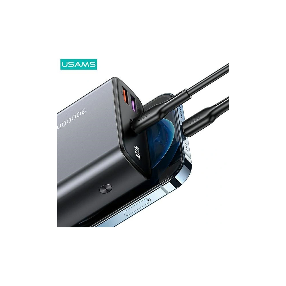 Wholesale USAMS Powerbank PB59 30000mAh 65W 2xQC3.0+PD Fast Charge black CMXLOGTC01 (US-CD165) + cable USB-C-USB-C - USA622BLK - {ean13} - Hurt