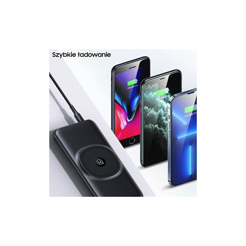 Hurtownia GSM - Powerbank USAMS PB62 10000mAh 20W QC3.0+PD Magnetic Bezdrátové rychlé nabíjení černý/black 10KCD17101 - USA625BLK - {ean13} - Hurt