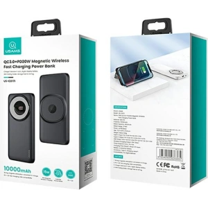 Powerbank USAMS PB62 10000mAh 20W QC3.0+PD Magnetic Wireless Fast Charge czarny/black 10KCD17101