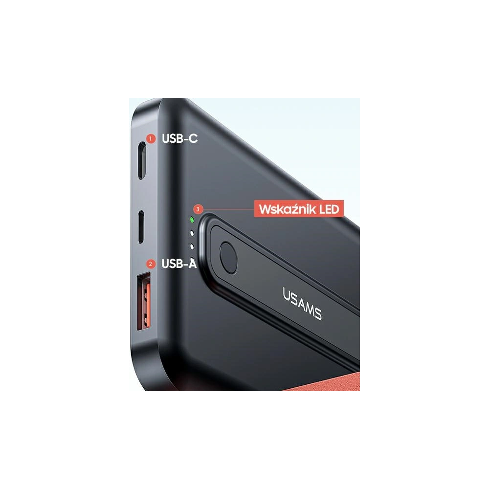 Hurtownia GSM - Powerbank USAMS PB64 10000mAh 20W QC3.0+PD Magnetic Wireless Fast Charge czarny/black 10KCD17301 - USA629BLK - {ean13} - Hurt