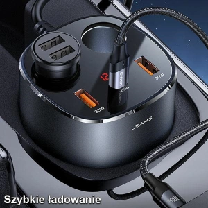 Hurtownia GSM - Rozgałęźnik samochodowy USAMS 2xUSB-A/ 1xUSB-C C28 245W szary/grey CC151TC01 - USA633GRY - {ean13} - Hurt
