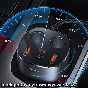 Hurtownia GSM - Automobilový rozbočovač USAMS 2xUSB-A/ 1xUSB-C C28 245W šedý/grey CC151TC01 - USA633GRY - {ean13} - Hurt