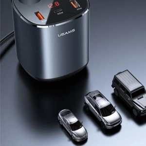 Hurtownia GSM - Rozgałęźnik samochodowy USAMS 2xUSB-A/ 1xUSB-C C28 245W szary/grey CC151TC01 - USA633GRY - {ean13} - Hurt