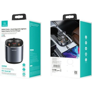 Hurtownia GSM - Rozgałęźnik samochodowy USAMS 2xUSB-A/ 1xUSB-C C28 245W szary/grey CC151TC01 - USA633GRY - {ean13} - Hurt