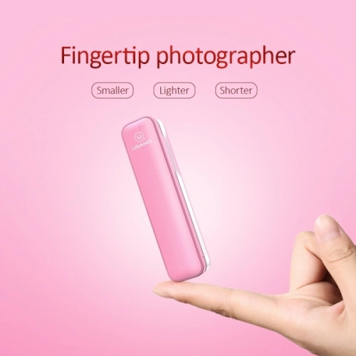 Kijek do selfie USAMS Selfie Stick M1 Mini 3,5mm różowy/pink ZB5201