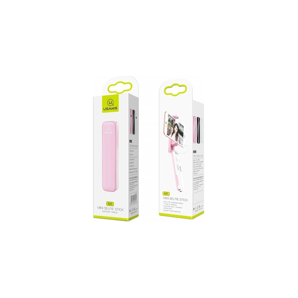 Hurtownia GSM - Selfie tyč USAMS Selfie Stick M1 Mini 3,5mm růžová/pink ZB5201 - USA638PNK - {ean13} - Hurt
