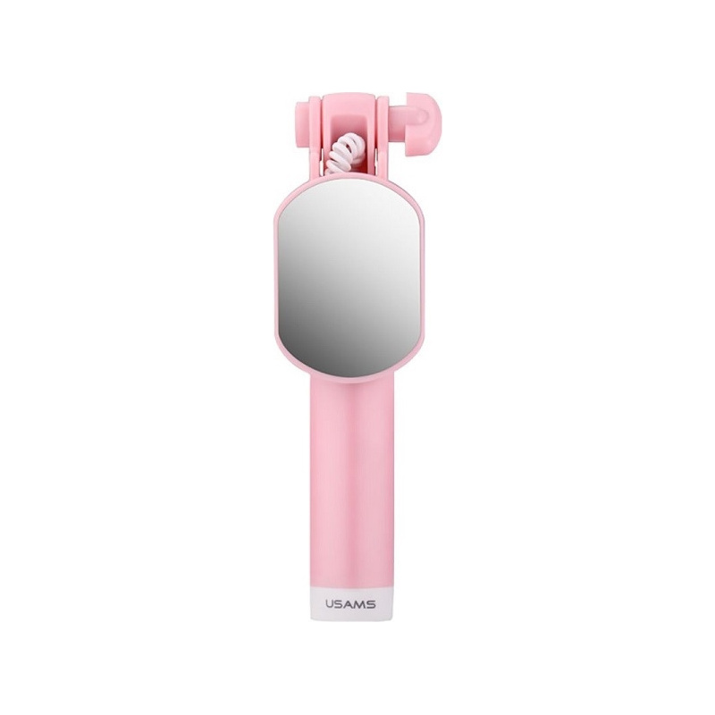 Hurtownia Usams - 6958444952567 - USA647PNK - Kijek do selfie USAMS Selfie Stick Mini Mirror 3,5mm różowy/pink ZB3002 - B2B homescreen