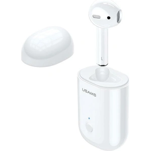 Hurtownia GSM - Słuchawka USAMS Bluetooth 5.0 LB Series + stacja dokująca biały/white BHULB01 - USA655WHT - {ean13} - Hurt