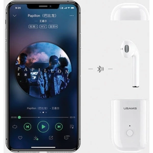 Hurtownia GSM - Słuchawka USAMS Bluetooth 5.0 LB Series + stacja dokująca biały/white BHULB01 - USA655WHT - {ean13} - Hurt