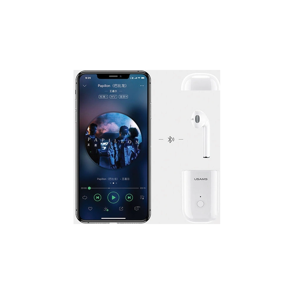 Hurtownia GSM - Sluchátko USAMS Bluetooth 5.0 LB Series + dokovací stanice bílá/white BHULB01 - USA655WHT - {ean13} - Hurt