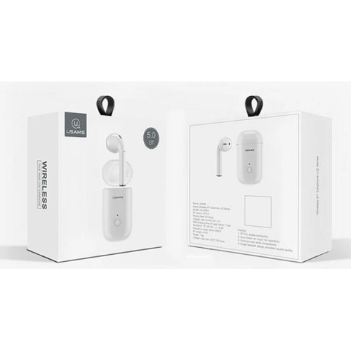 Słuchawka USAMS Bluetooth 5.0 LB Series + stacja dokująca biały/white BHULB01