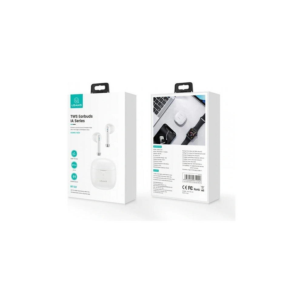 Hurtownia GSM - Sluchátka TWS USAMS IA série Bluetooth 5.0 bílá/white BHUIA02 - USA661WHT - {ean13} - Hurt