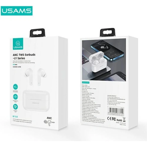 Słuchawki TWS USAMS LY series Bluetooth 5.0 ANC biały/white BHULY06