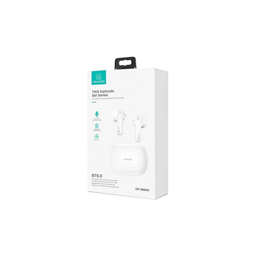 Hurtownia GSM - Słuchawki TWS USAMS SM series Bluetooth 5.0 biały/white BHUSM01 - USA673WHT - {ean13} - Hurt