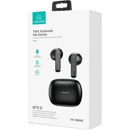 Słuchawki TWS USAMS SM series Bluetooth 5.0 czarny/black BHUSM02