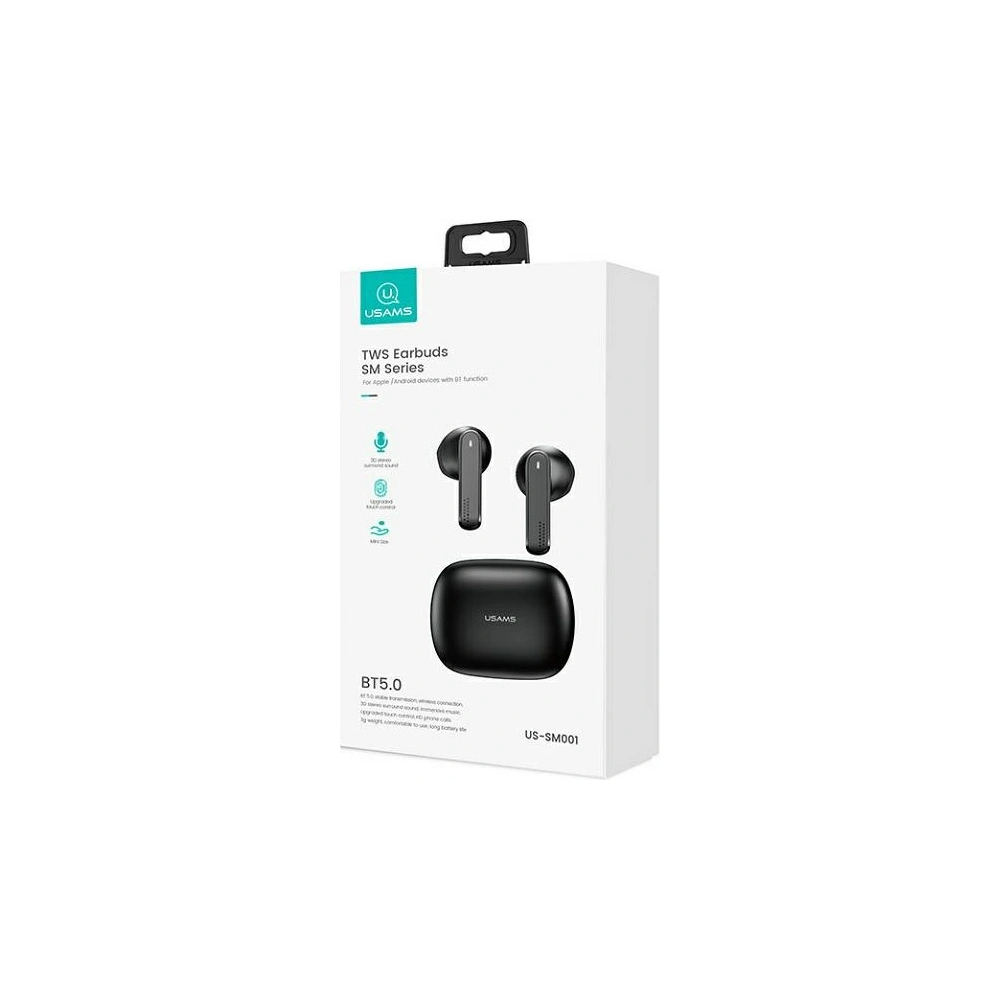 Hurtownia GSM - Słuchawki TWS USAMS SM series Bluetooth 5.0 czarny/black BHUSM02 - USA674BLK - {ean13} - Hurt