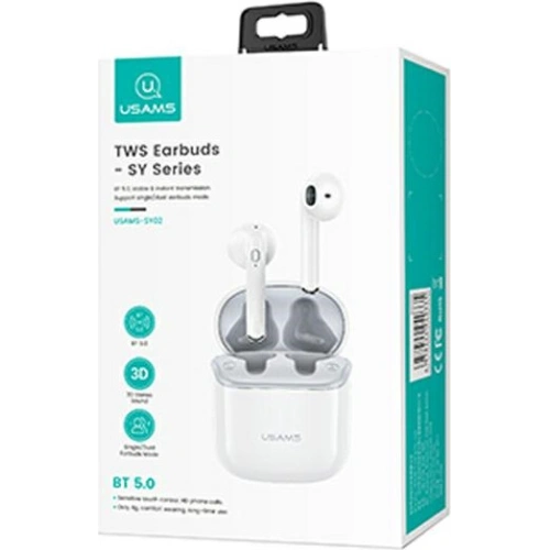 Słuchawki TWS USAMS SY02 series Bluetooth 5.0 SY biały/white BHUSY01