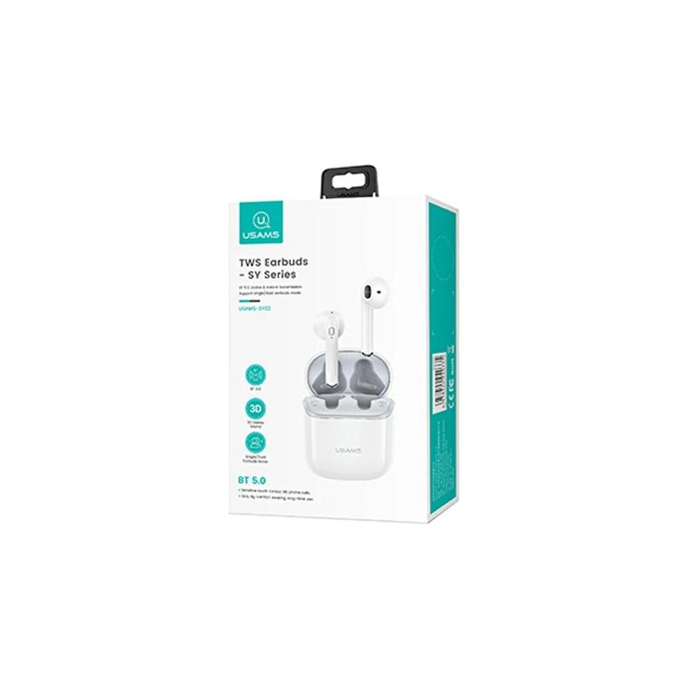 Hurtownia GSM - Sluchátka TWS USAMS SY02 série Bluetooth 5.0 SY bílá/bílá BHUSY01 - USA675WHT - {ean13} - Hurt