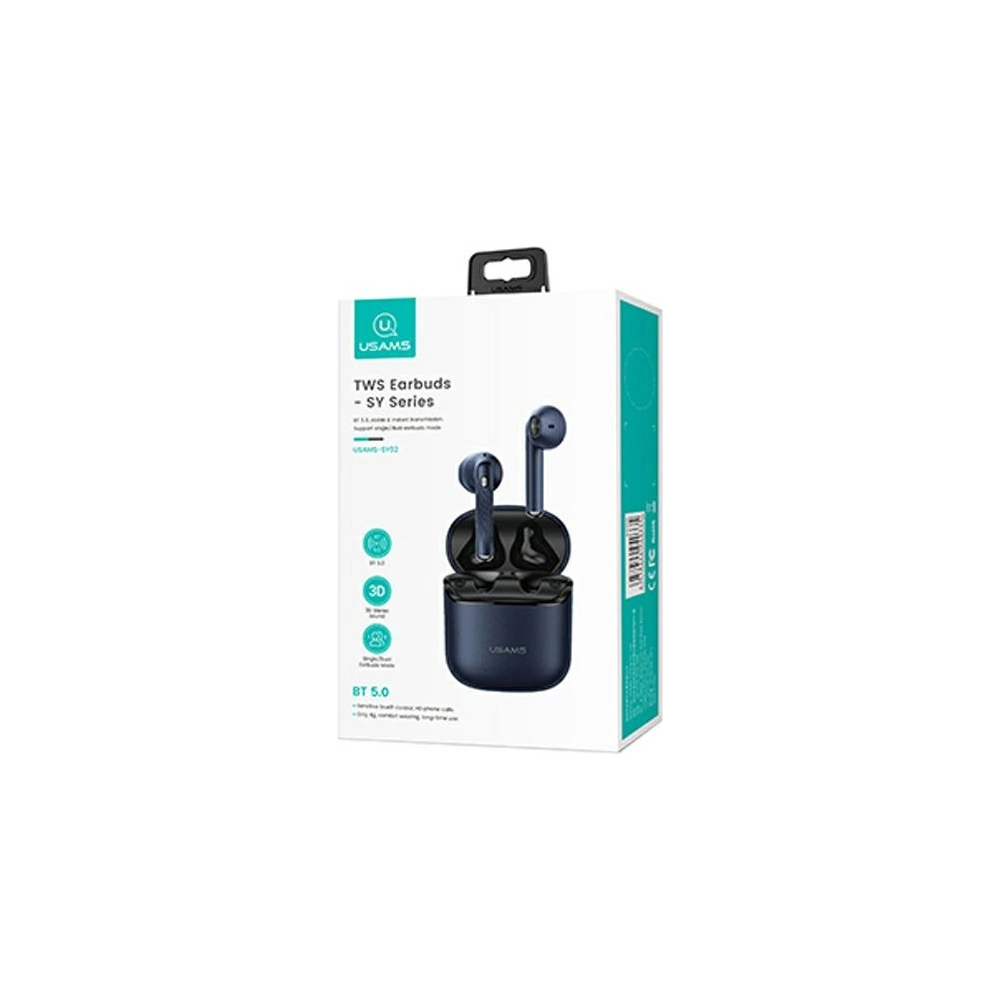Hurtownia GSM - Sluchátka TWS USAMS SY02 série Bluetooth 5.0 modrá/blue BHUSY02 - USA676BLU - {ean13} - Hurt