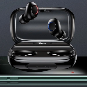 Wholesale USAMS Earphones Bluetooth 5.0 TWS YJ series black BHUYJ01 - USA679BLK - {ean13} - Hurt