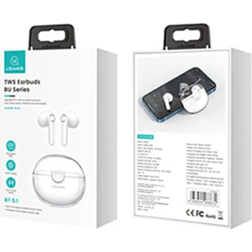 Słuchawki TWS USAMS BU series Bluetooth 5.1 biały/white BHUBU01