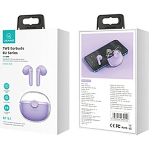 Słuchawki TWS USAMS BU series Bluetooth 5.1 fioletowy/purple BHUBU02