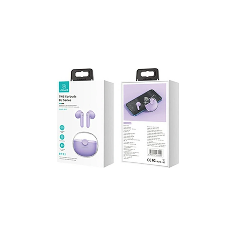 Hurtownia GSM - Słuchawki TWS USAMS BU series Bluetooth 5.1 fioletowy/purple BHUBU02 - USA685PRP - {ean13} - Hurt