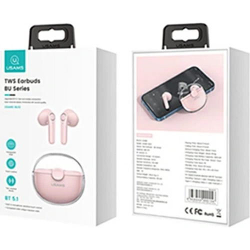 Słuchawki TWS USAMS BU series Bluetooth 5.1 różowy/pink BHUBU04
