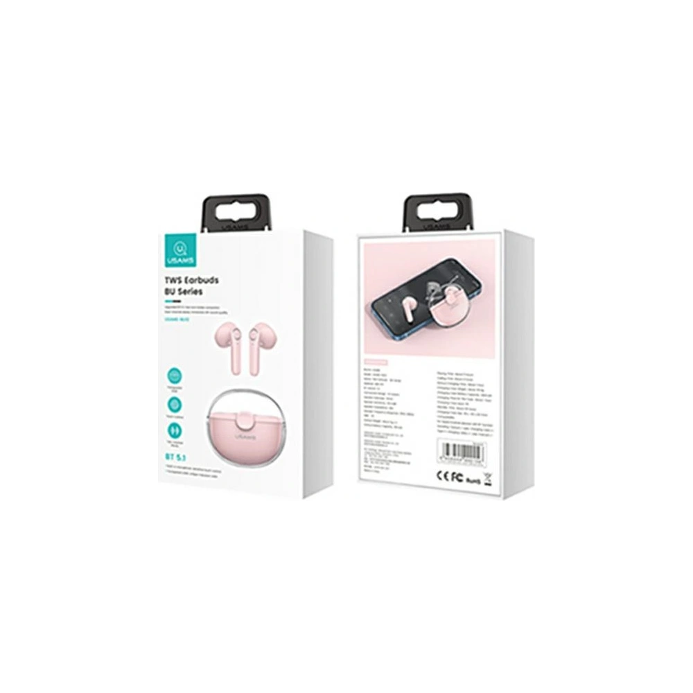 Hurtownia GSM - Sluchátka TWS USAMS BU série Bluetooth 5.1 růžová/pink BHUBU04 - USA686PNK - {ean13} - Hurt