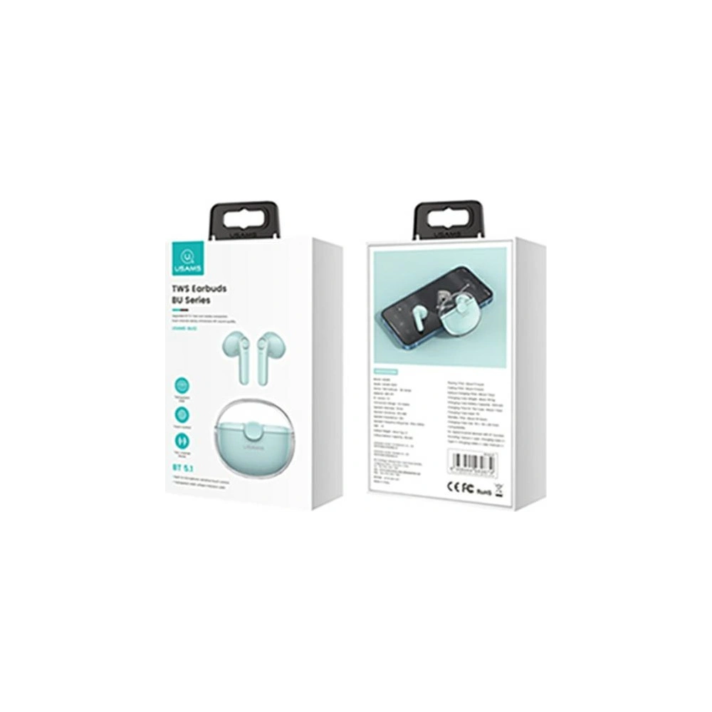 Hurtownia GSM - Sluchátka TWS USAMS BU series Bluetooth 5.1 zelená/green BHUBU03 - USA687GRN - {ean13} - Hurt