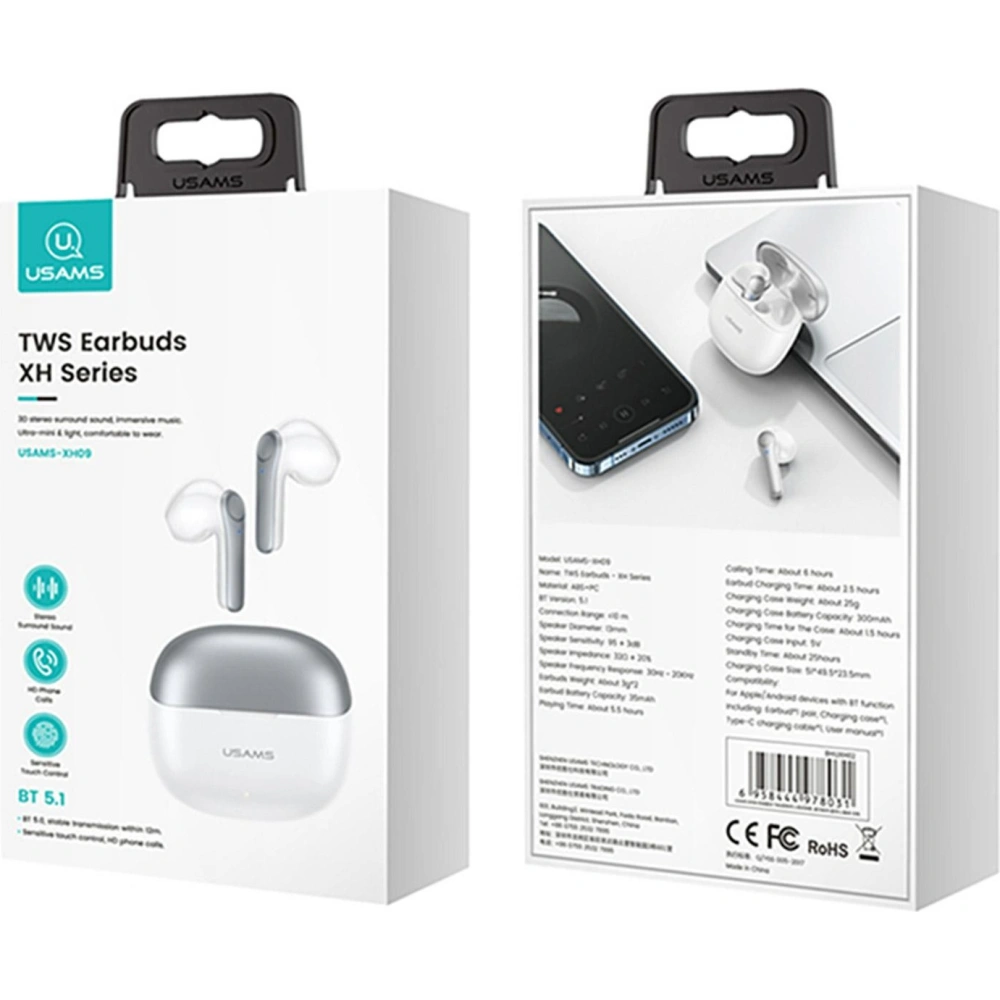 Hurtownia GSM - Słuchawki TWS USAMS XH Series Dual mic Bluetooth 5.1 czarny/black BHUXH01 - USA689BLK - {ean13} - Hurt