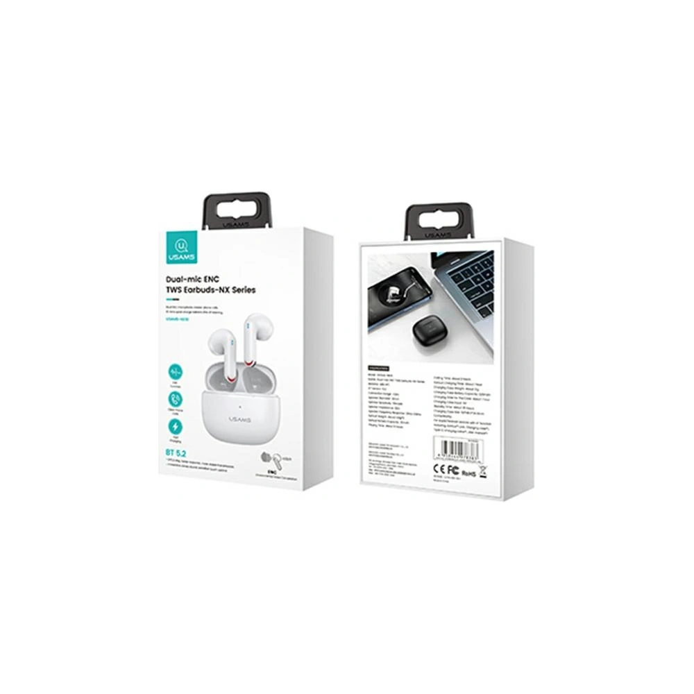 Hurtownia GSM - Sluchátka TWS USAMS NX10 Series Dual mic Bluetooth 5.2 bílé/white BHUNX02 - USA692WHT - {ean13} - Hurt