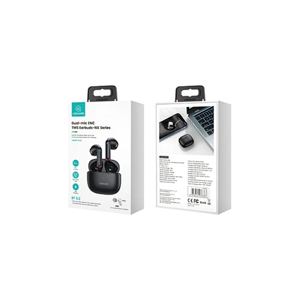 Hurtownia GSM - Słuchawki TWS USAMS NX10 Series Dual mic Bluetooth 5.2 czarny/black BHUNX01 - USA693BLK - {ean13} - Hurt