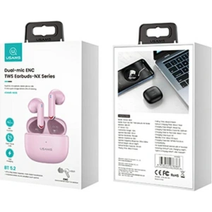 Hurtownia GSM - Sluchátka TWS USAMS NX10 Series Dual mic Bluetooth 5.2 růžová/pink BHUNX03 - USA694PNK - {ean13} - Hurt