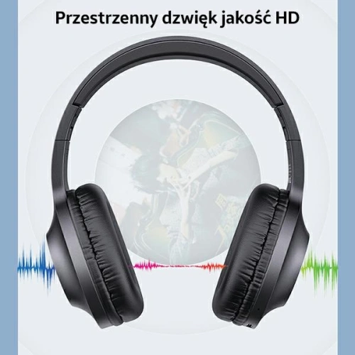 Słuchawki nauszne USAMS YX05 E-Join Series Bluetooth czarny/black TDLYEJ02 twarde etui, 1200mAh
