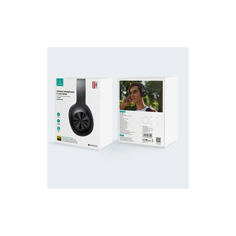 Hurtownia GSM - Sluchátka přes hlavu USAMS YX05 E-Join Series Bluetooth černá/black TDLYEJ02 tvrdé pouzdro, 1200mAh - USA697BLK - {ean13} - Hurt