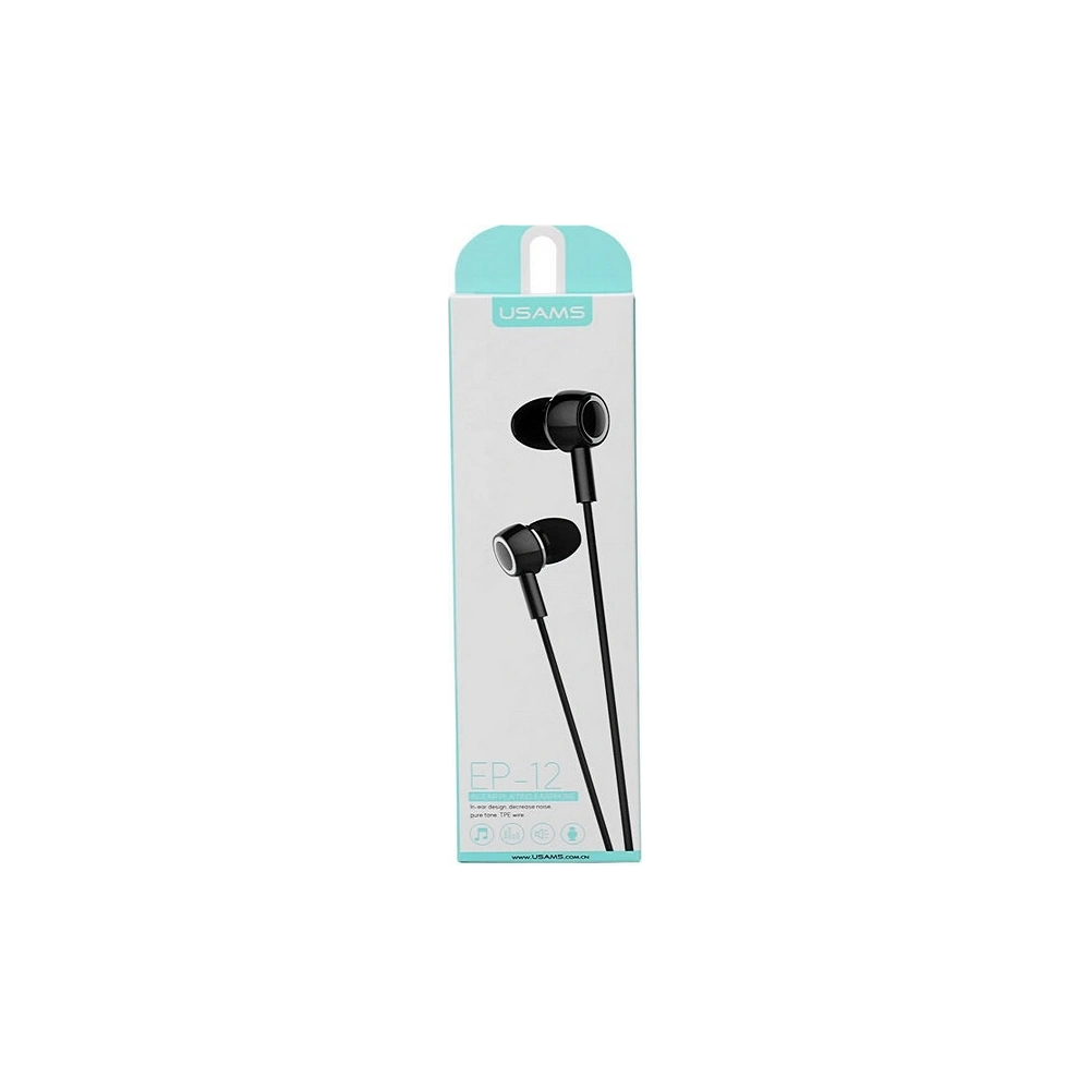 Hurtownia GSM - Słuchawki stereo USAMS EP-12 czarny/black HSEP1201 jack 3,5mm - USA703BLK - {ean13} - Hurt