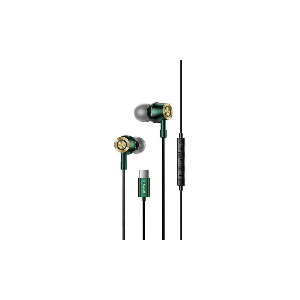 Hurtownia GSM - Słuchawki stereo USAMS EP-43 metal USB-C ciemny zielony/dark green HSEP4302 - USA721GRN - {ean13} - Hurt
