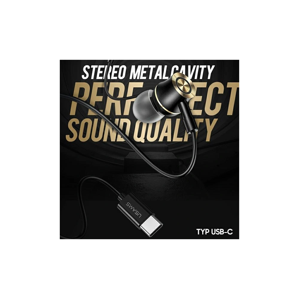 Hurtownia GSM - Stereo sluchátka USAMS EP-43 metal USB-C černá/black HSEP4301 - USA722BLK - {ean13} - Hurt