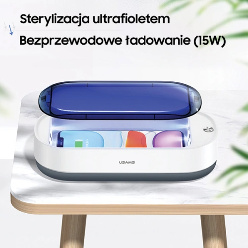 Sterylizator UV-C z ładowarką indukcyjną USAMS 15W biały/white ZB151XDH01