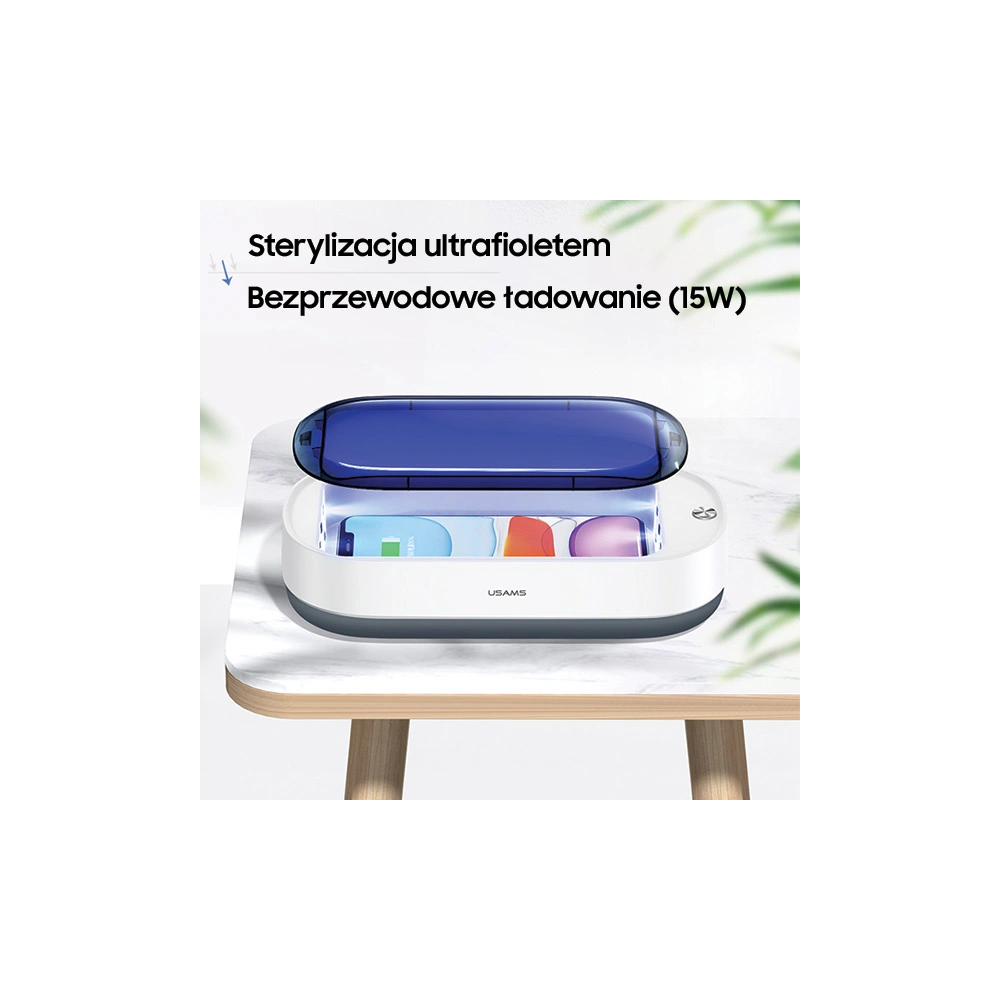 Hurtownia GSM - UV-C sterilizátor s indukční nabíječkou USAMS 15W bílý/white ZB151XDH01 - USA727WHT - {ean13} - Hurt